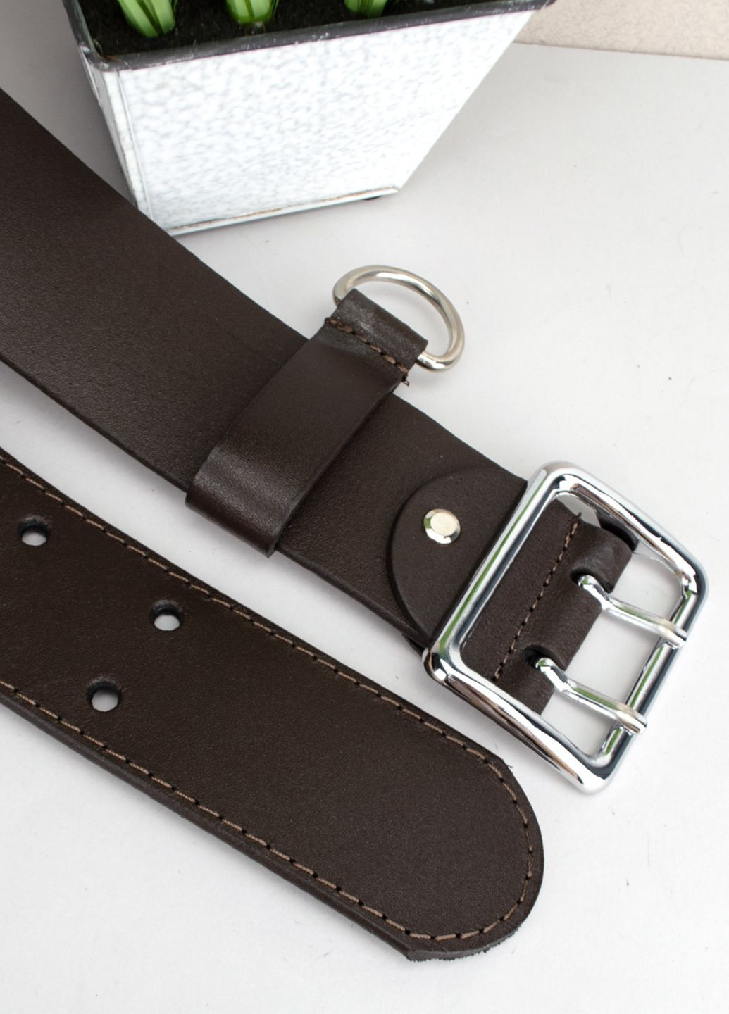 Ремінь чоловічий шкіряний широкий коричневий -5080 (120 см) JK (361639634)