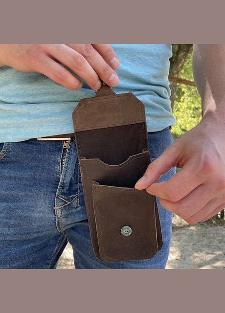 Чоловіча сумка чохол для телефону на пояс на ремінь з натуральної шкіри Коричневий 35306 TARWA (333594239)