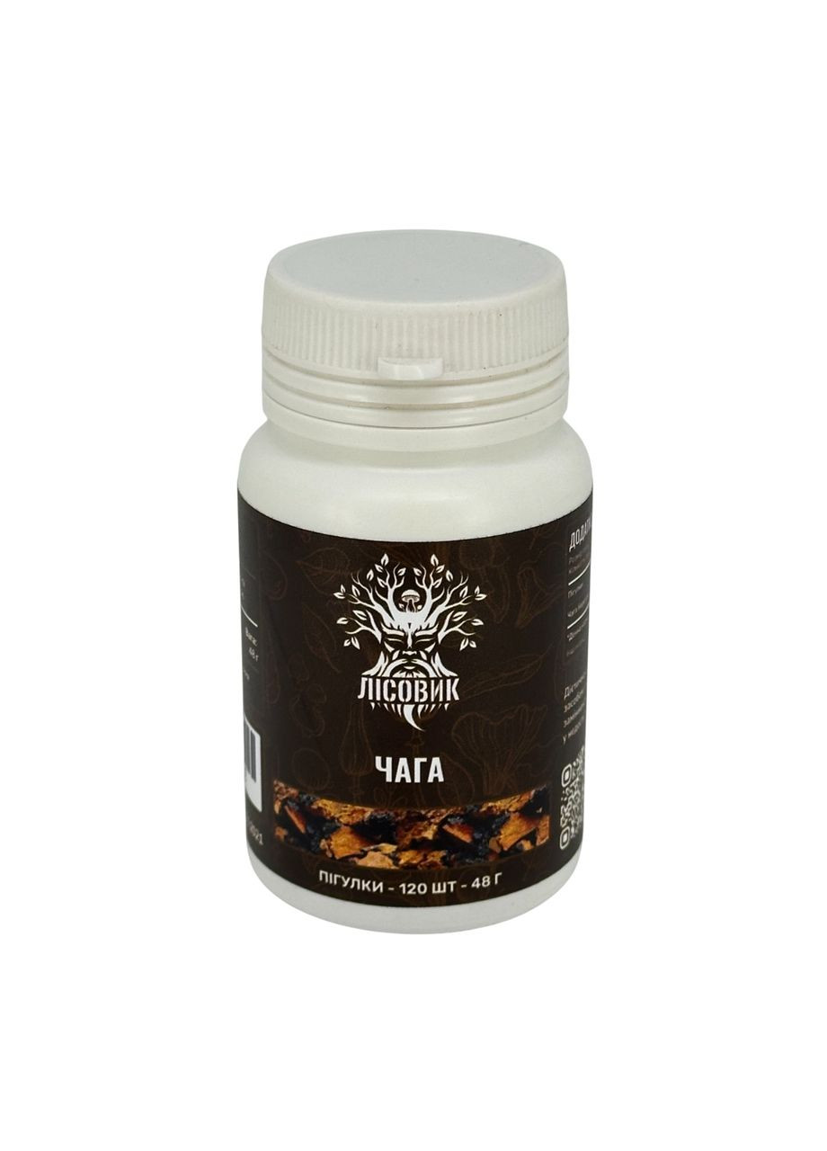 Чага березовая, таблетки 120 шт по 0.4 г Лісовик (334711120)