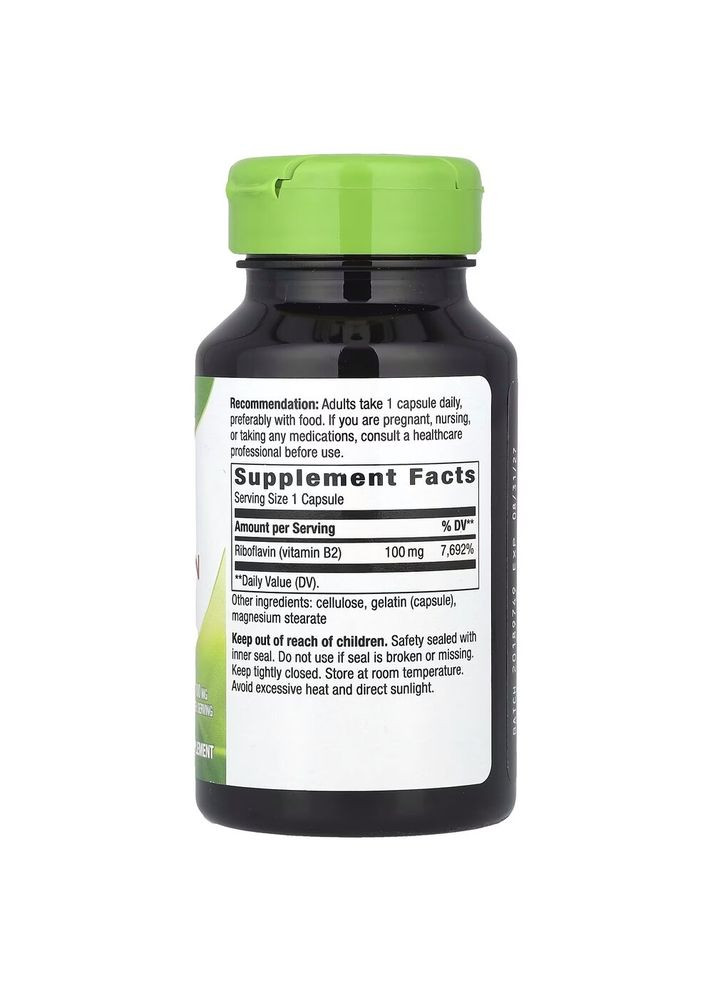 Рибофлавін Riboflavin, 100 капсул Nature's Way (322208957)