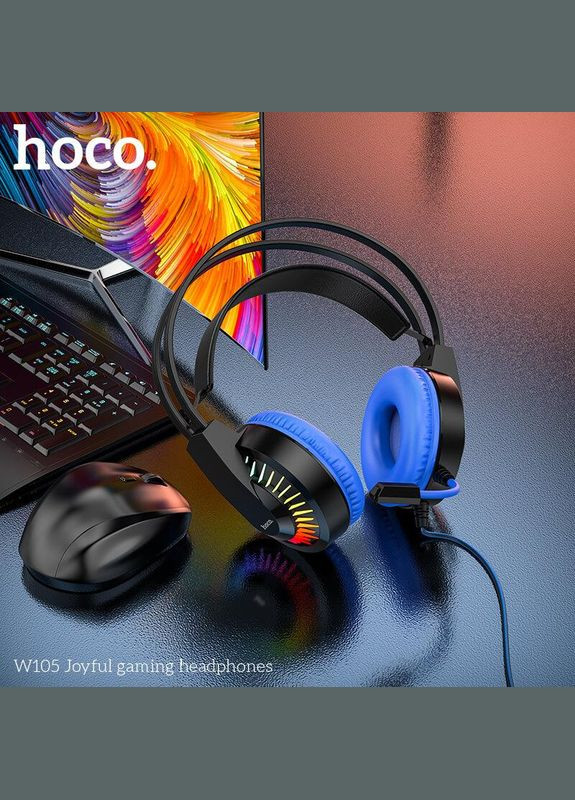 Наушники игровые с подсветкой W105 LED Joyful Gaming Headphones черно красные Hoco (280877695)