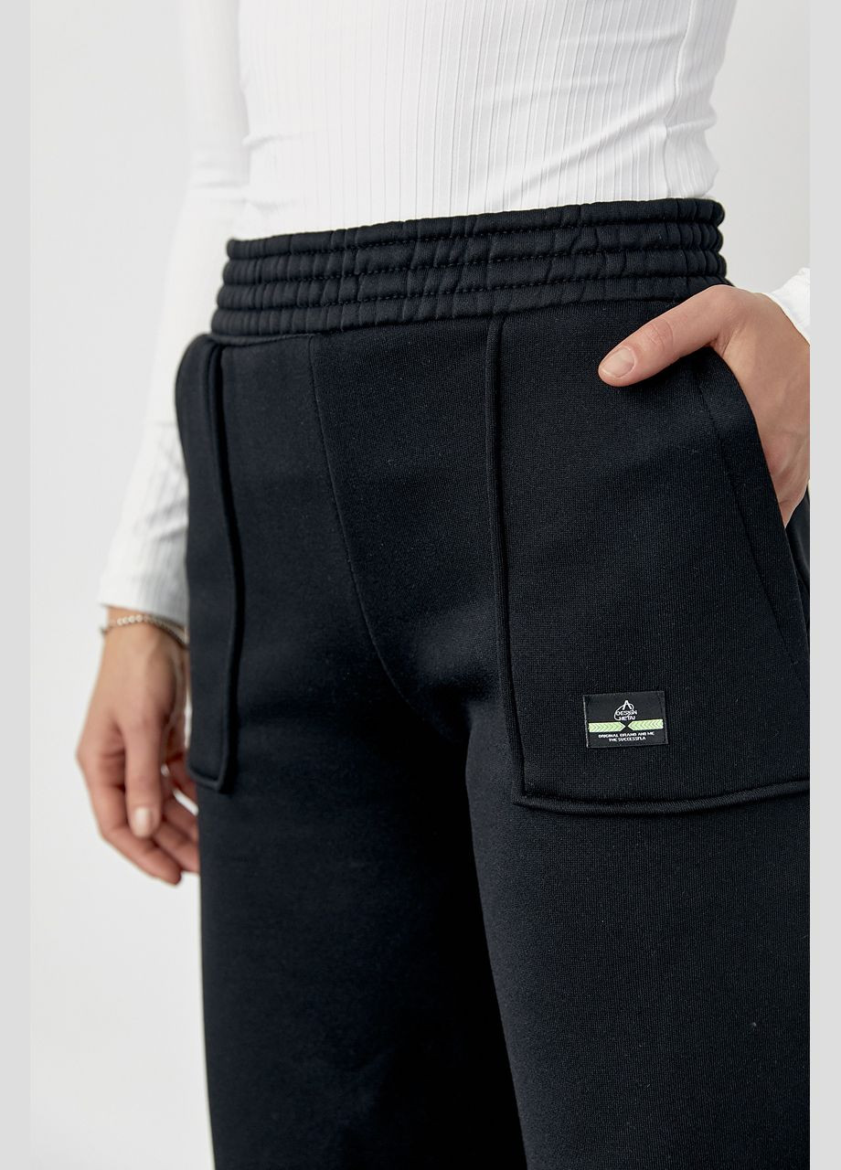 Черные спортивные демисезонные прямые брюки Lurex