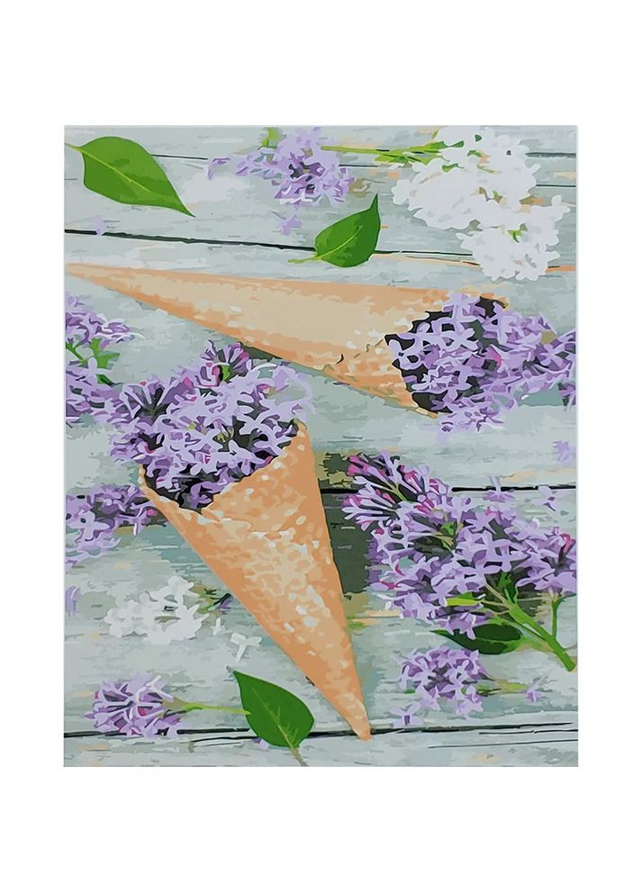 Набор для росписи по номерам Рожок с сиренью с лаком и уровнем размером 40х50 см (SY6856) (4823113829797) shop (4823113829797) Strateg (363052132)