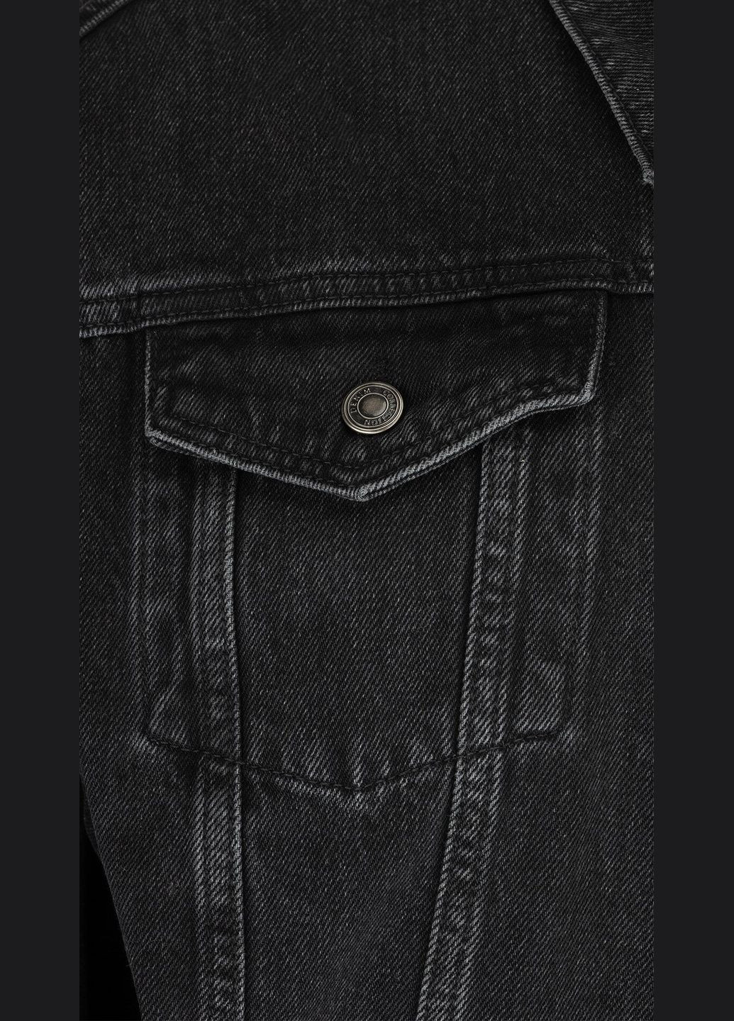 Чорна демісезонна куртка джинсова однотонна жіноча 4954 shop (2000999192340) On me