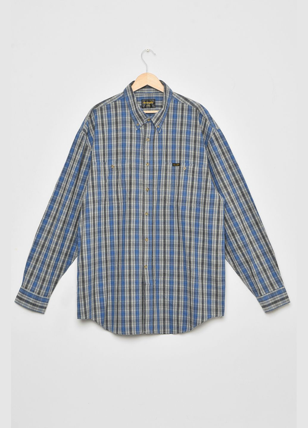 Сорочка чоловіча батальна синього кольору в смужку Let's Shop (292548750)