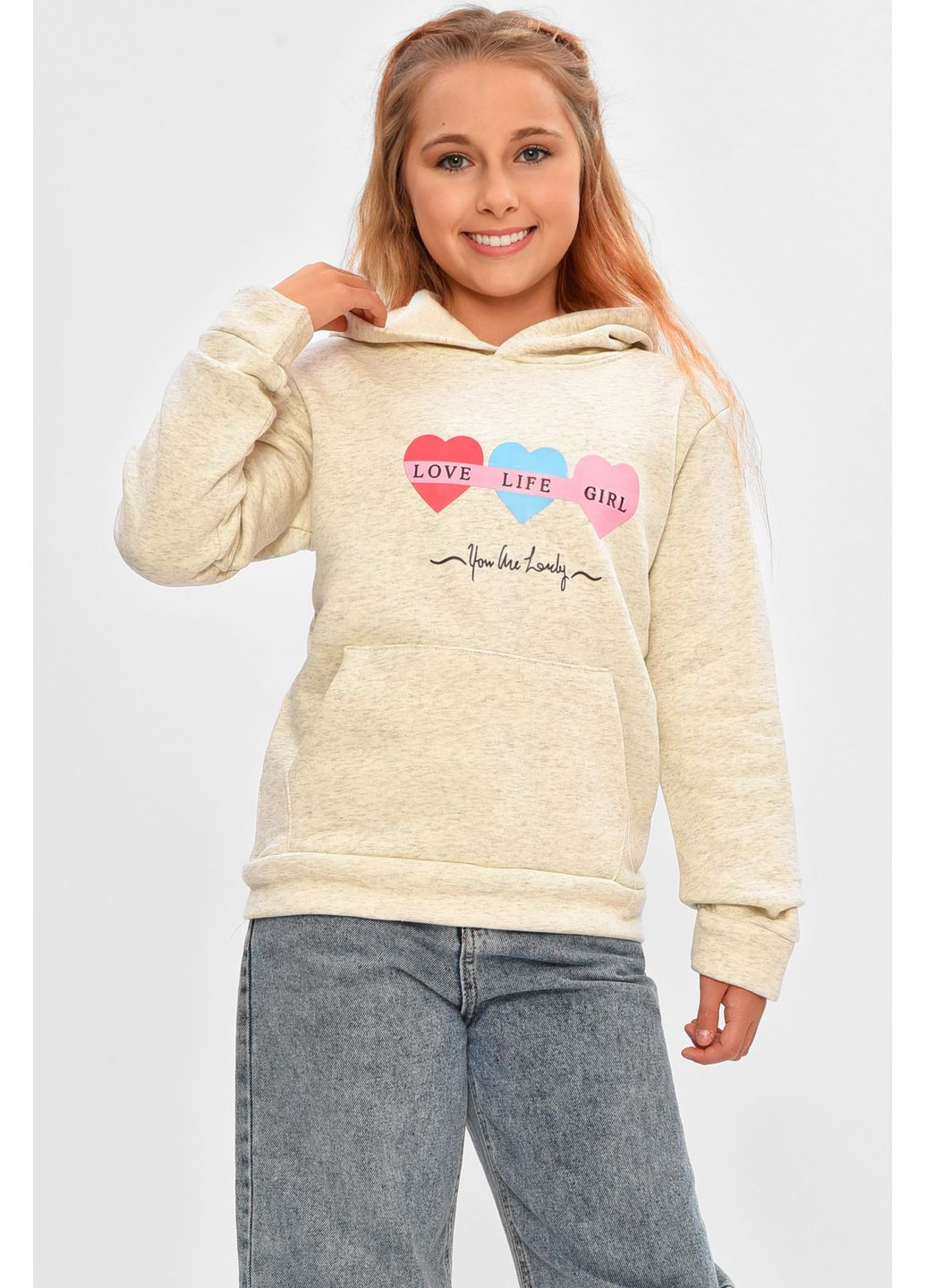 Let's Shop світшот дитячий для дівчинки на флісі сірого кольору малюнок сірий кежуал двунитка