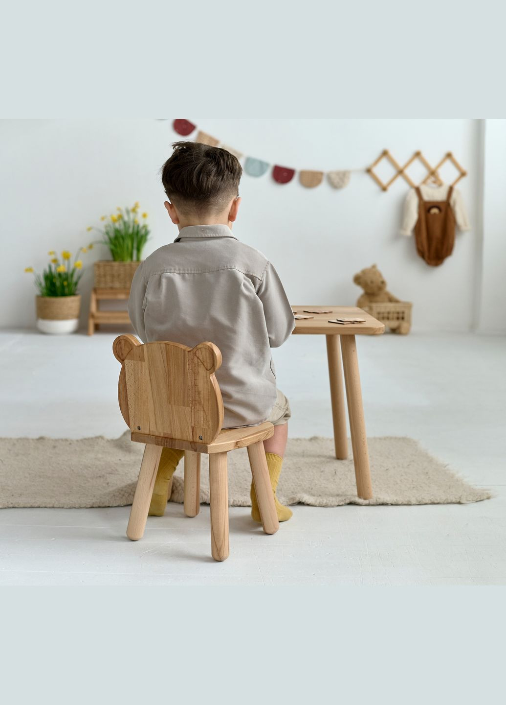Детский столик и стульчик Bear для детей 4-7 лет Натуральний Tatoy (292312770)