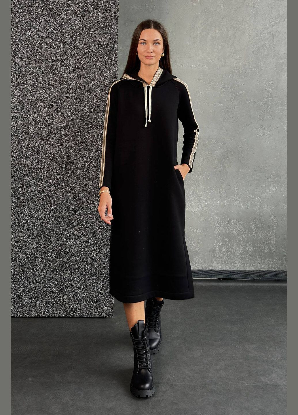 Черное спортивное, повседневный, кэжуал платье Nenka