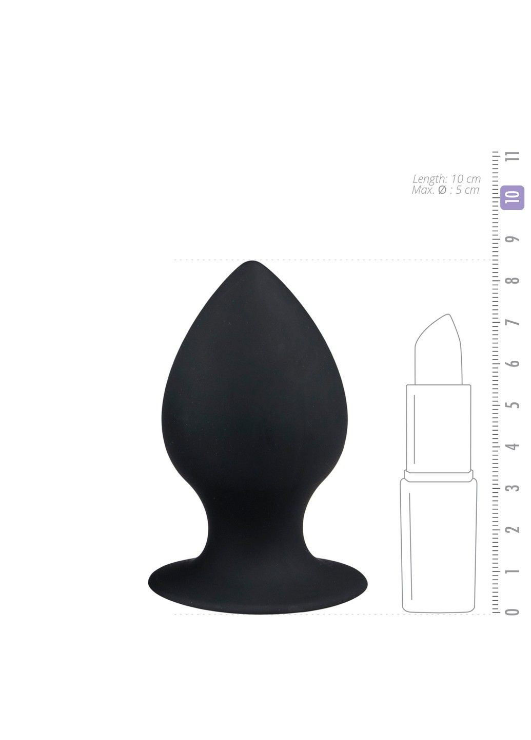 Анальная пробка с присоской Round Butt Plug черная, 8.5 см х 4 см EasyToys (290850859)