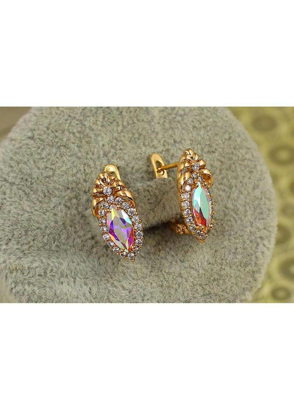Сережки Богема з каменем хамелеон 1,7 см золотисті love-shopping Xuping Jewelry (355797786)