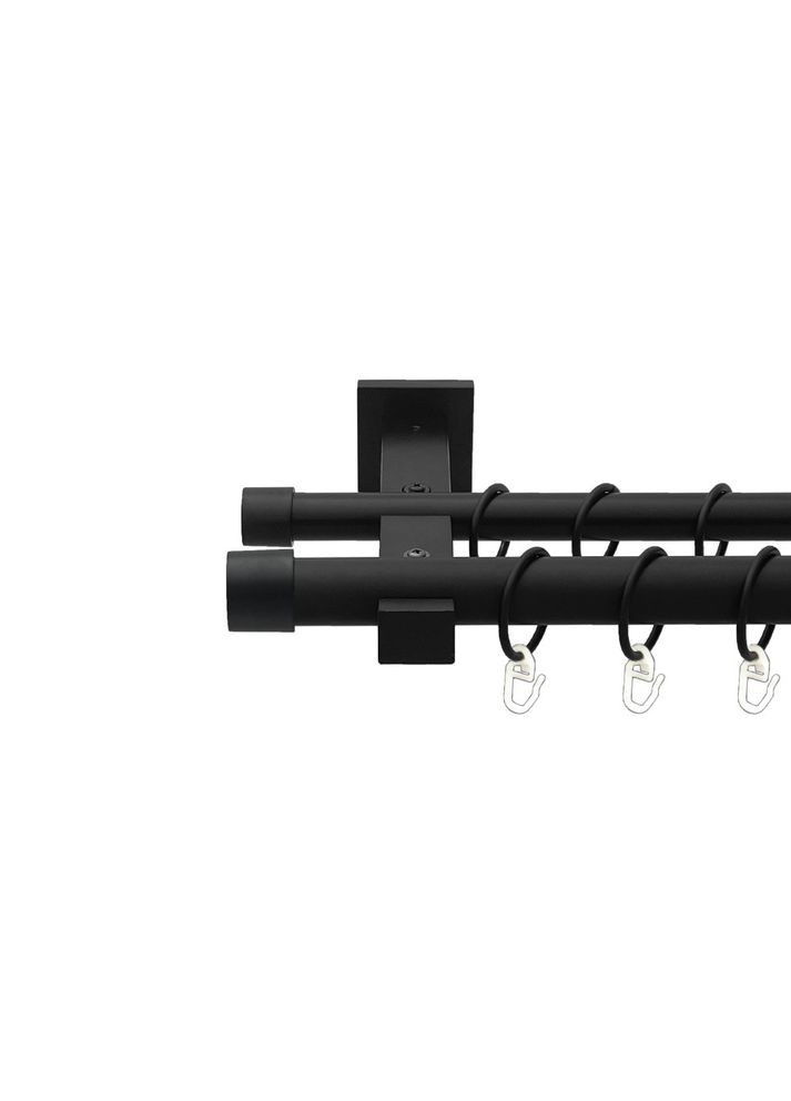 Карниз металлический Заглушка двухрядная техно гладкая труба Черный Матовый 25\19 мм 200 см ORVIT (370161497)