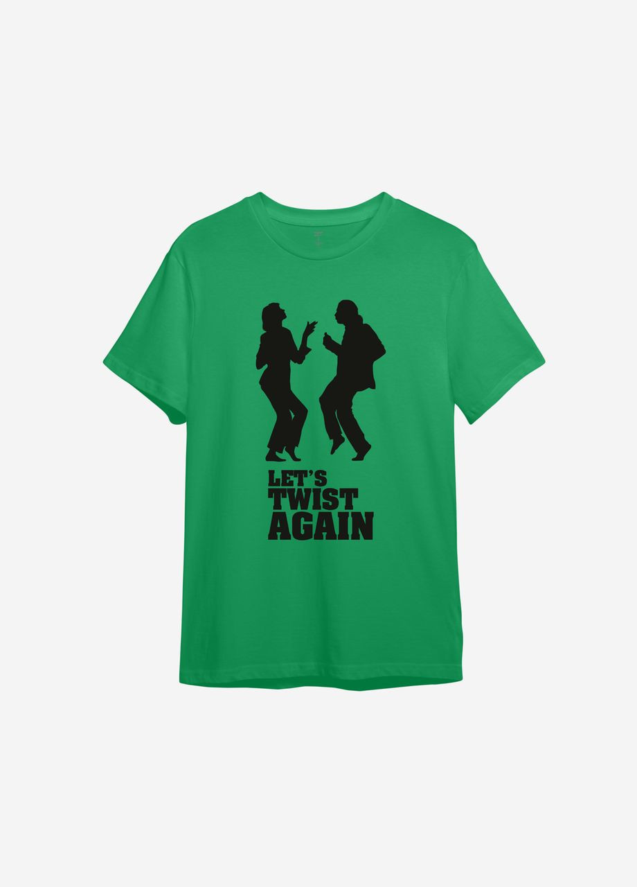 Зелена футболка з принтом "let’s twist again" ТiШОТКА