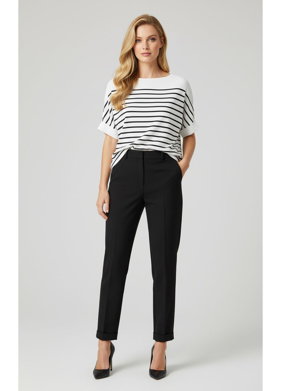 Жіночий вільний смугастий топ з рукавами «Кажан» Чорний Number Nine - (363261709)