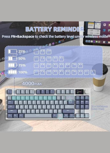Беспроводная механическая Клавиатура K86 Bluetooth/2,4g с мини-дисплеем и кнопкой громкости,Hot-Swap, RGB-подсветка ATTACK SHARK (324621161)