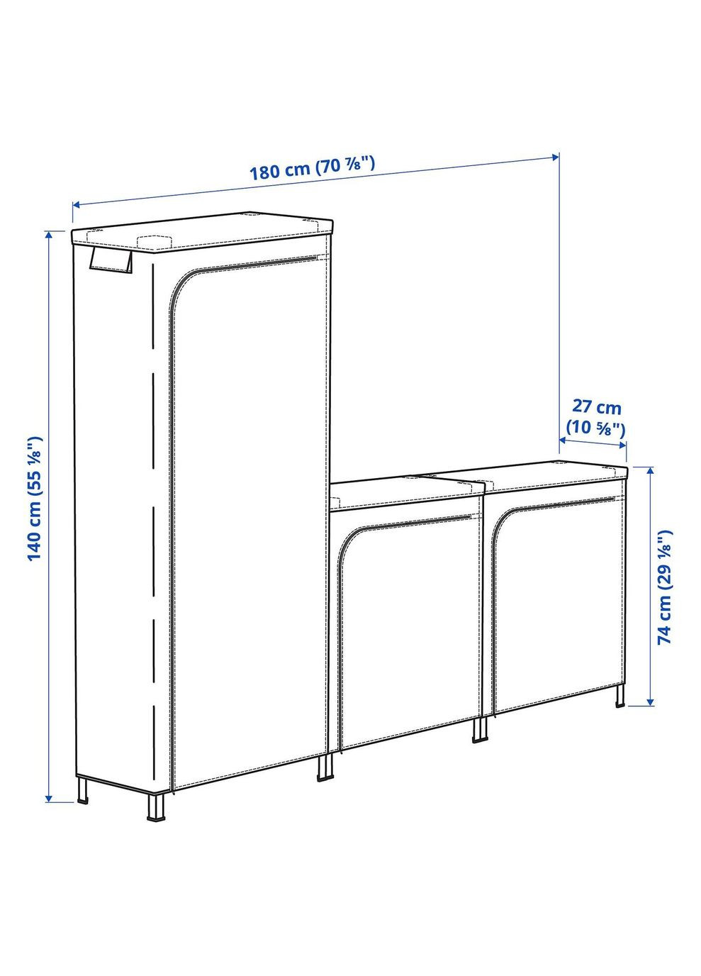 Книжкова шафа з кришкою ІКЕА 180х27х74140 см IKEA (305197988)