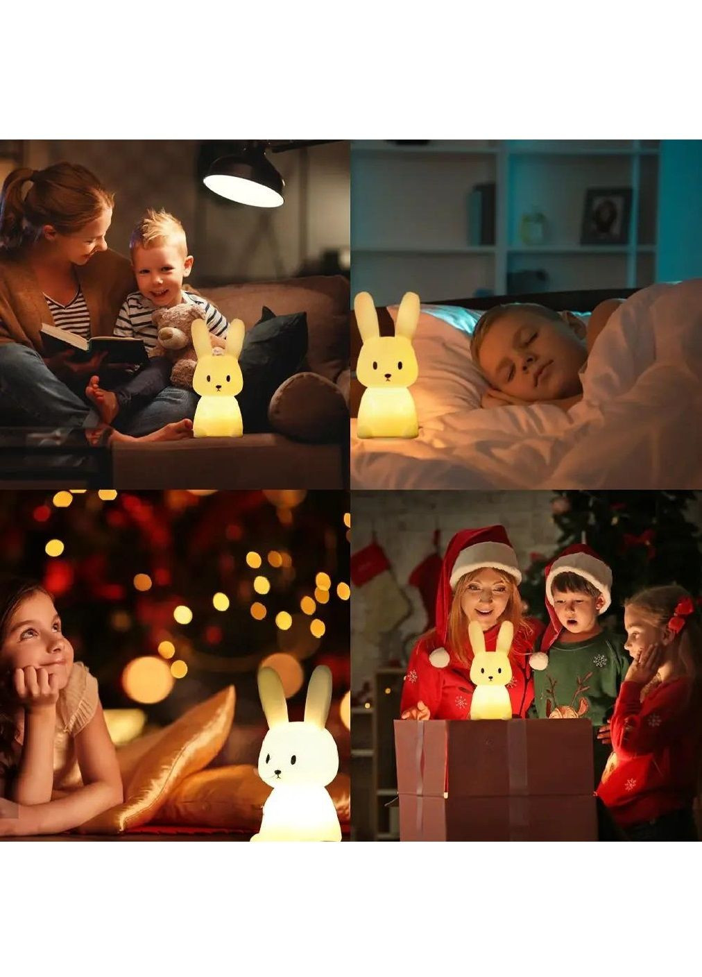 Силиконовый детский ночник лампа светильник зайчик аккумуляторный 7 режимов свечения 9.4х9.2х20.2 см (476459-Prob) Unbranded (282821379)