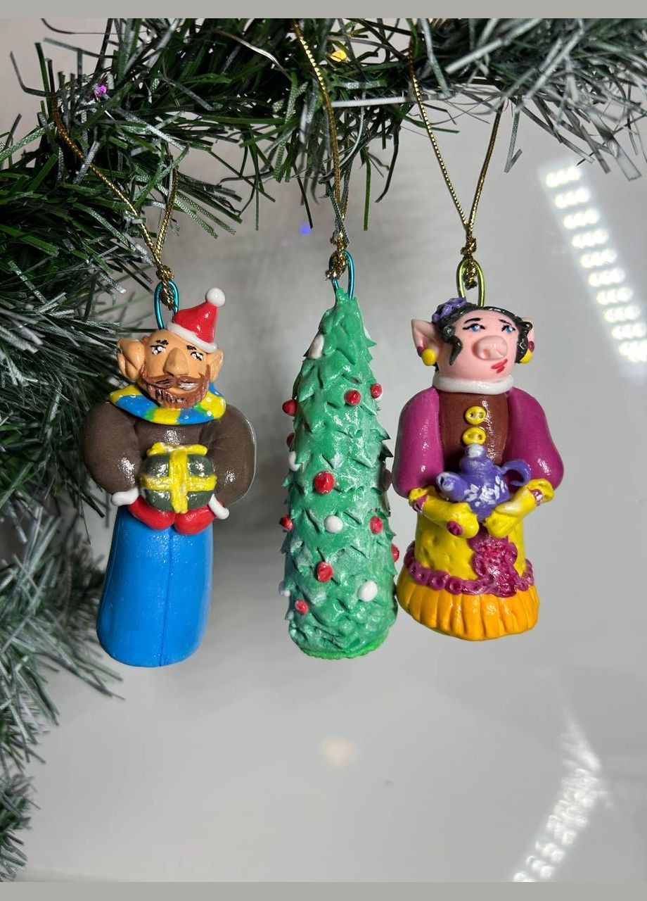 Набір сувенірних різдвяних ялинкових прикрас ручної роботи у подарунковій коробці Эльфа (321993505)