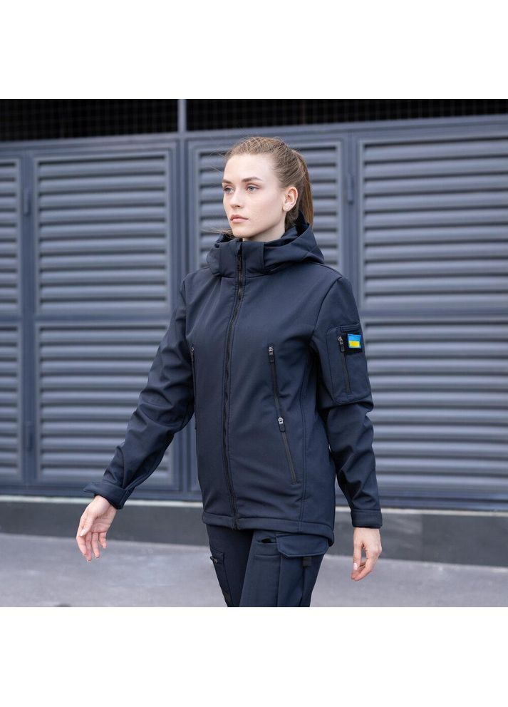 Тактическая женская демисезонная куртка SoftShell синяя с шевроном Freedom (360953467)