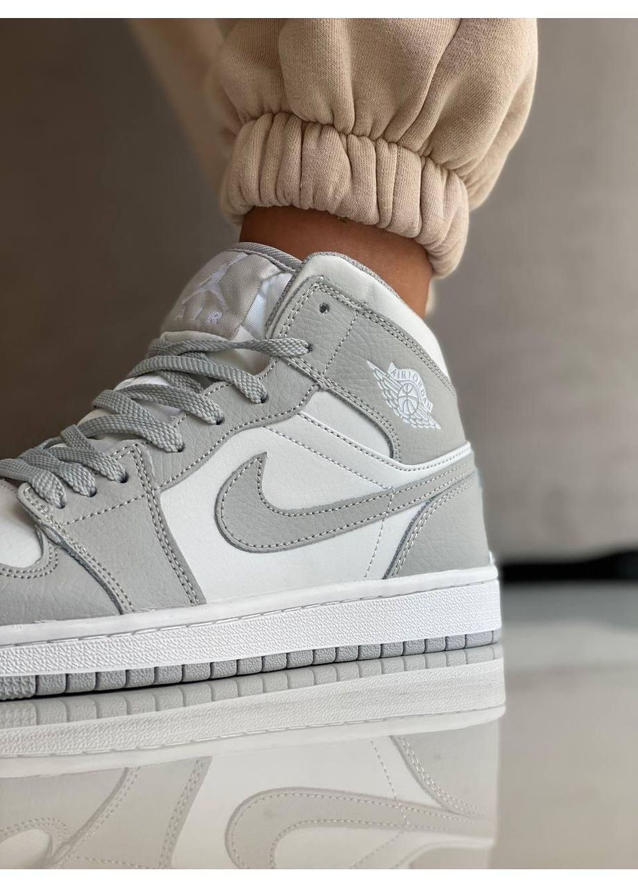 КРОСІВКИ ЖІНОЧІ NIKE AIR JORDAN 1 RETRO WHITE GREY НАЙК АІР ДЖОРДАН No Brand сірі демісезони (367171516)