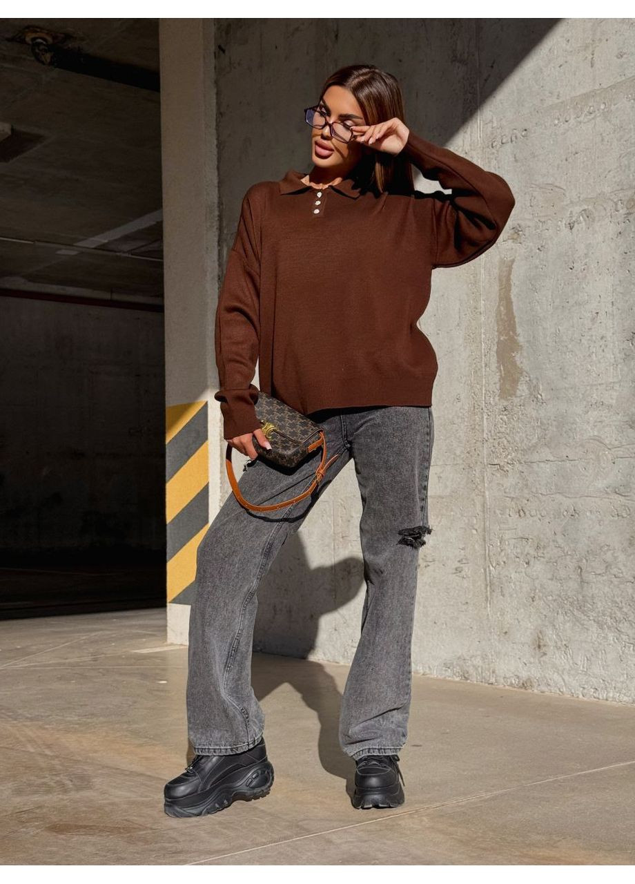 Коричневый демисезонный свитер в стиле оверсайз (замеры в описании) DK/DL Мода без кордонів