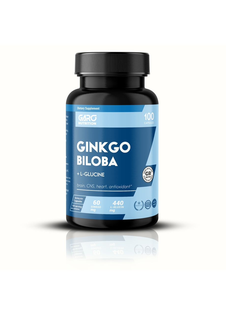 Гинкго билоба 60 мг. Ginkgo Biloba для мозга, памяти, летних 100 капсул - таблетки Garo Nutrition (369154178)