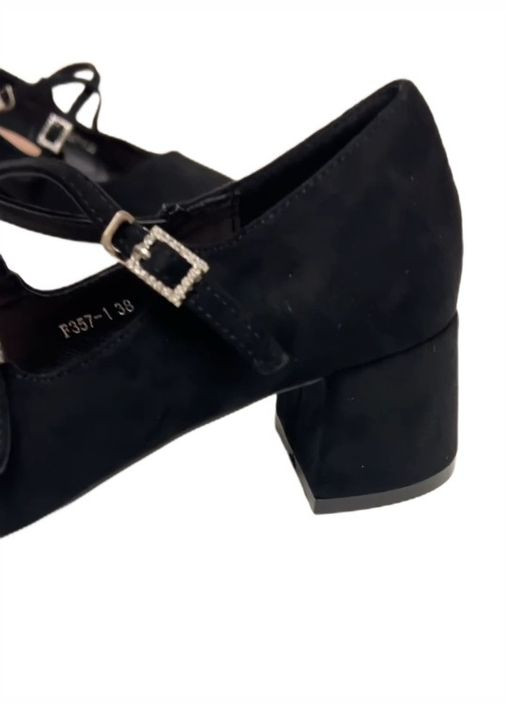 Loretta Черные замшевые туфли на каблуке ремешки Мэри Джейн мери джейн черный з искусственная замша, китай — всесезон (328390719)