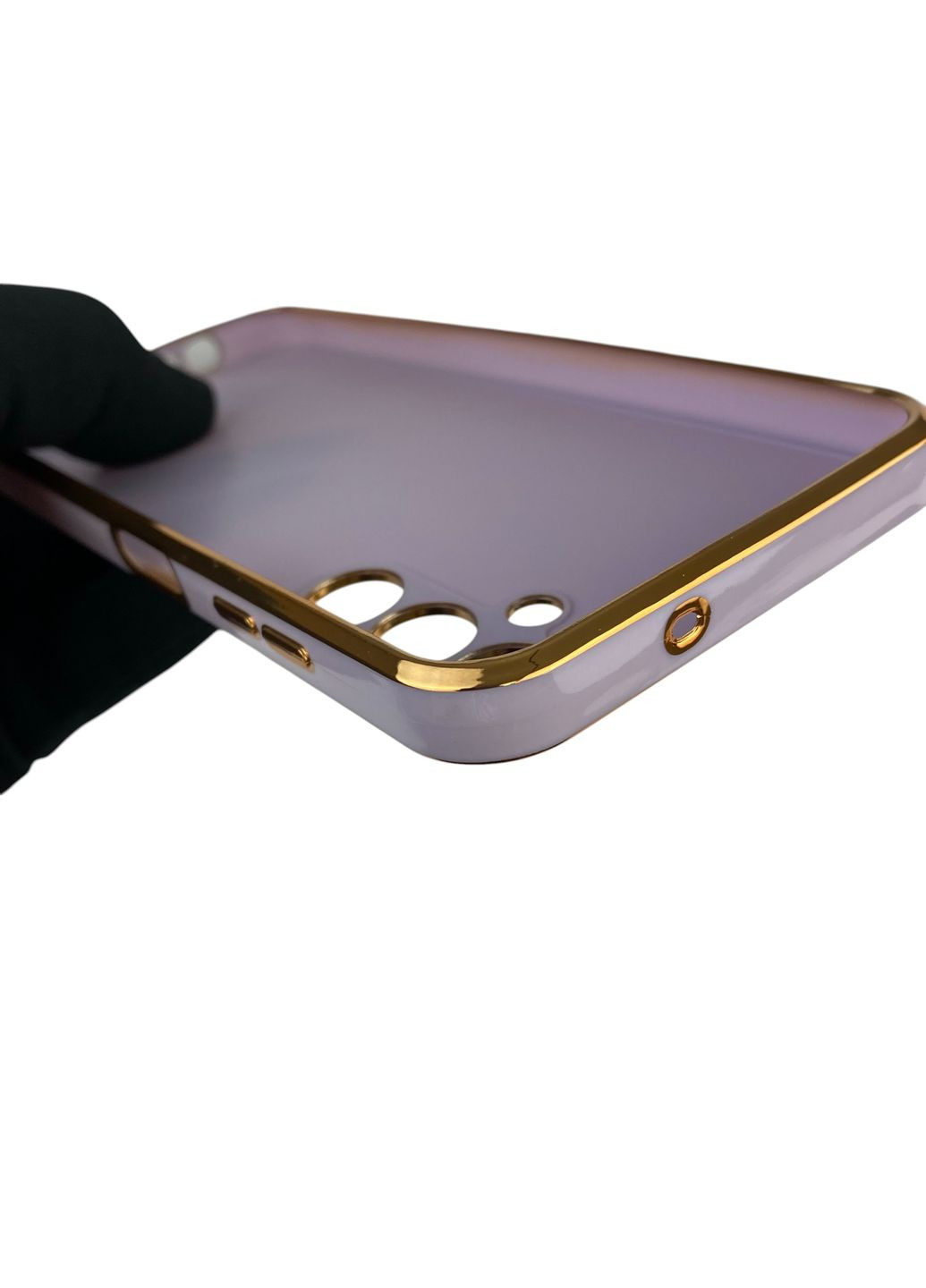 Чохол для Galaxy A14 5G (SM-A146) з кільцем-підставкою із золотою окантовкою на самсунг а14 бузковий gs1 Samsung (366233761)