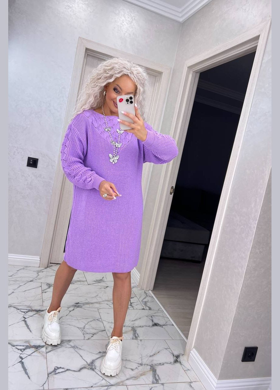 Фиолетовое женское теплое вязаное платье маргарита фиолетовое You Best