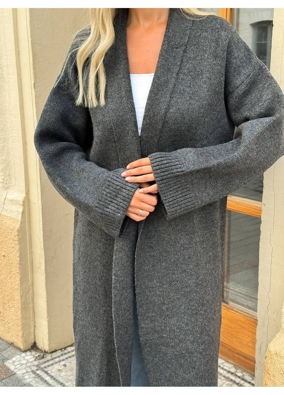 Темно-серый демисезонный кардиган No Brand