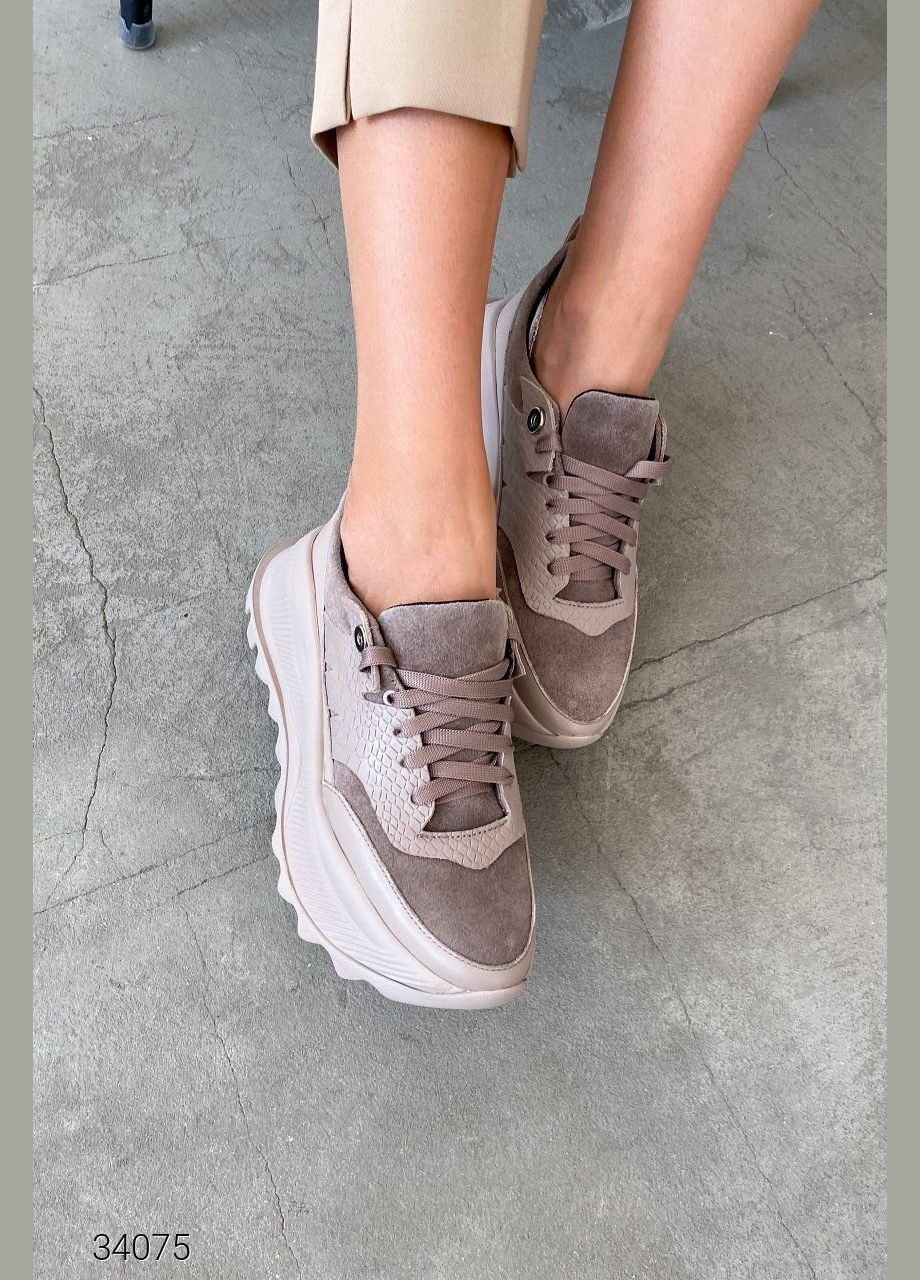 Шкіряні кросівки на масивній підошві Liton бежеві демісезони (303699147)