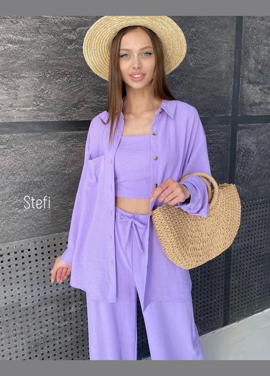 Костюм четверка креп жатка: рубашка, топ, шорты, брюки No Brand (332565888)