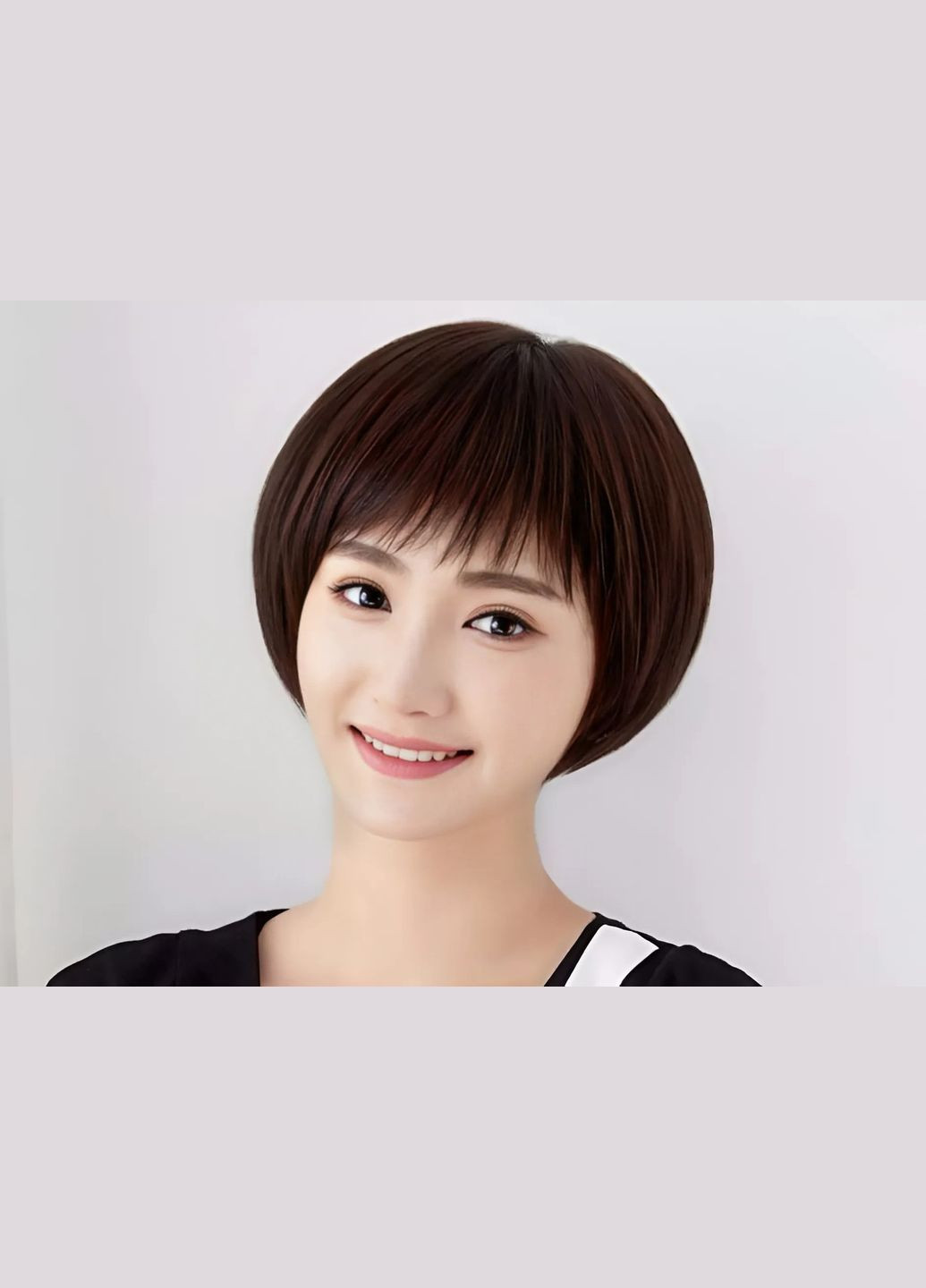 Перука коротке волосся темно-коричнева No Brand (330253267)