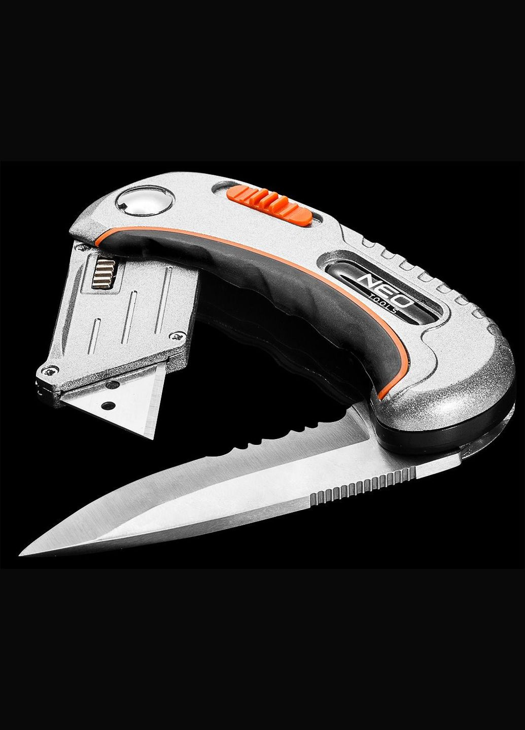 Ніж складаний, 2 наконечники, 5 трапецієподібних лез у наборі, чохол Neo Tools (314976814)