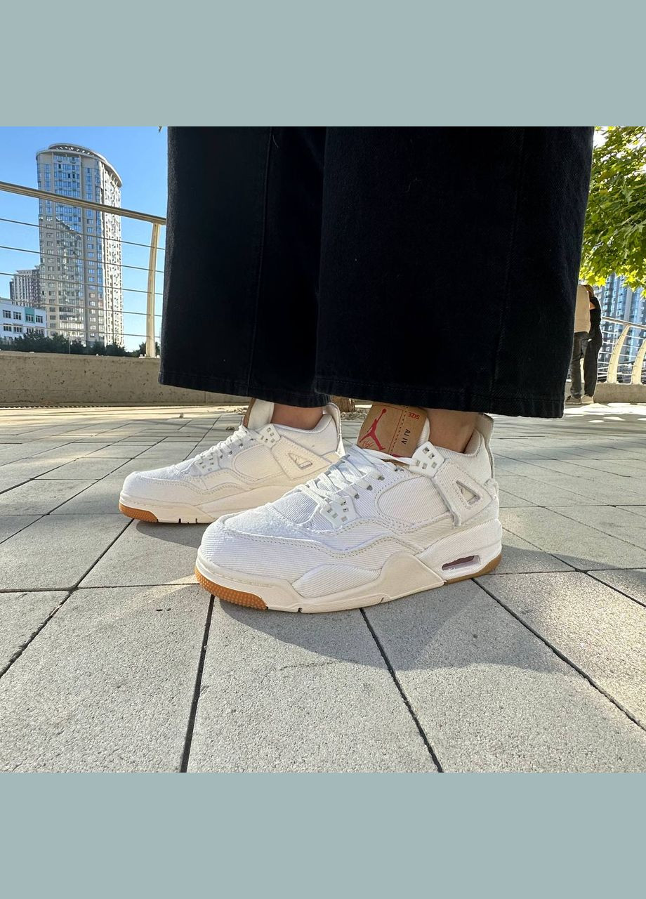 Білі всесезонні кросівки nike air jordan 4 levi’s ‘white denim’ No Brand