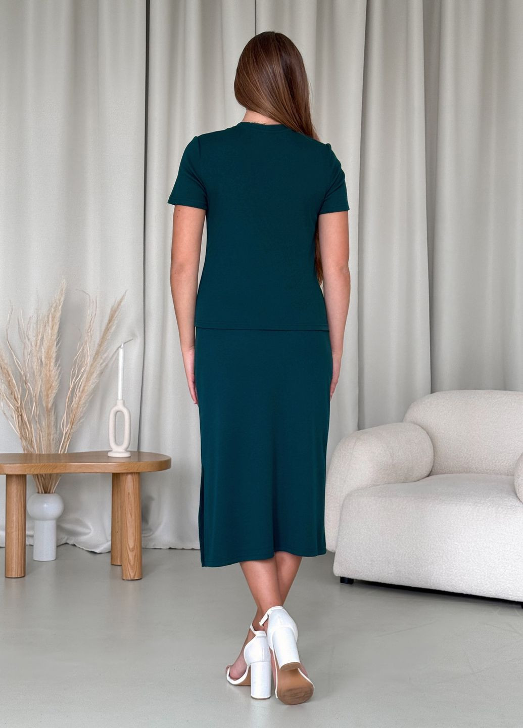 Костюм в рубчик футболка с юбкой Merlini Венцоне (323450709)