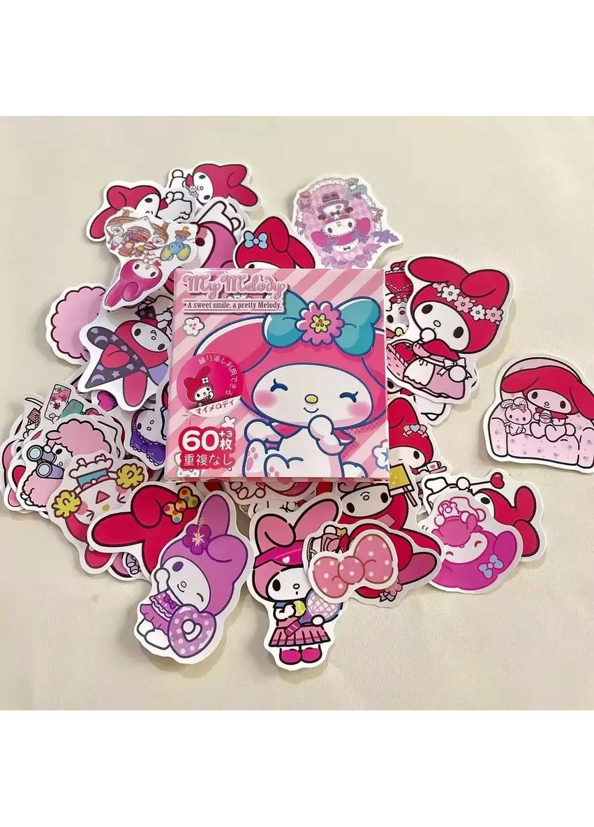 Набор наклеек, стикеров My Melody Май Мелоди наклейки 60+3 шт Sanrio (363054197)