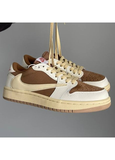 Коричневі Осінні кросівки чоловічі і жіночі nike air jordan 1 low x travis scott reverse mocha brown 2 | найк еір джордан 1 коричневі No Brand