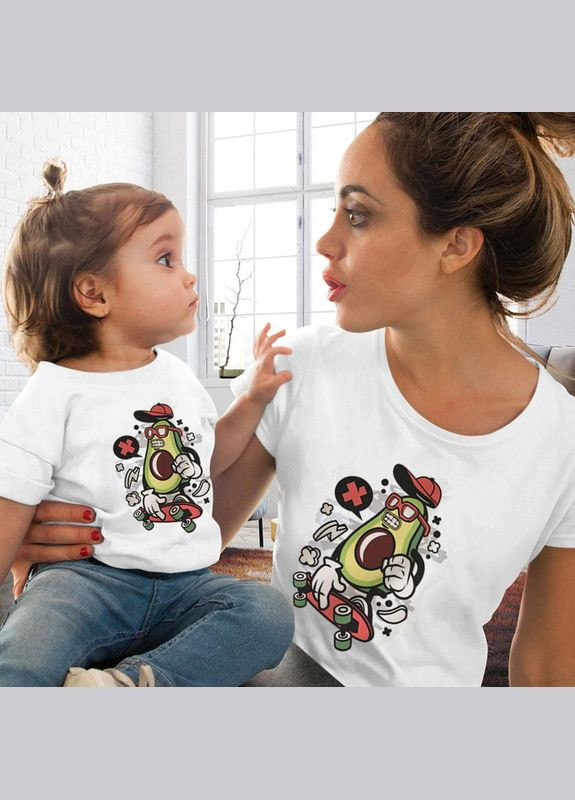 Парная Family Look. Мама и дочь "Авокадо на скейте" Кавун футболка (316304423)