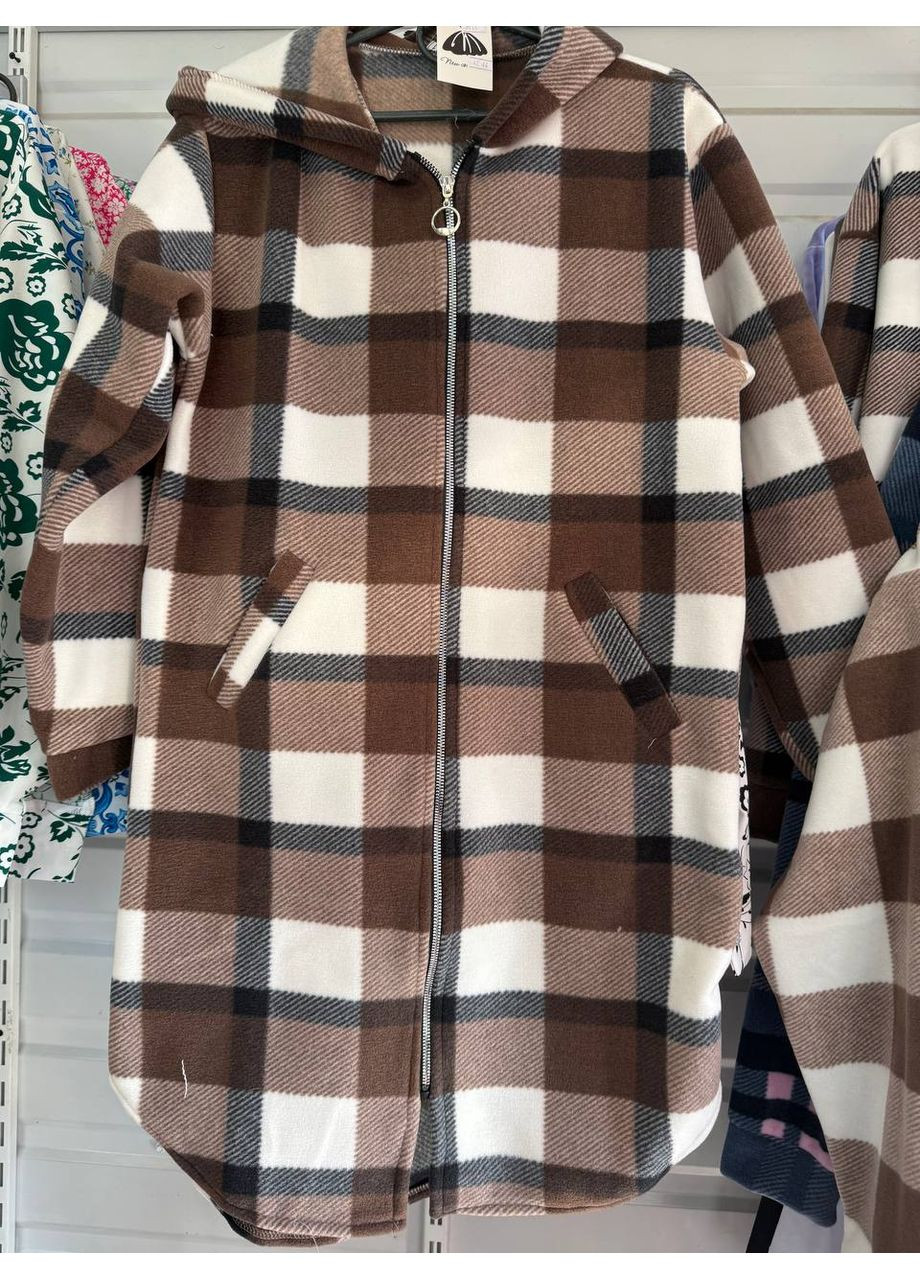 Коричневая повседневный рубашка в клетку GD/GL Модний простір с длинным рукавом