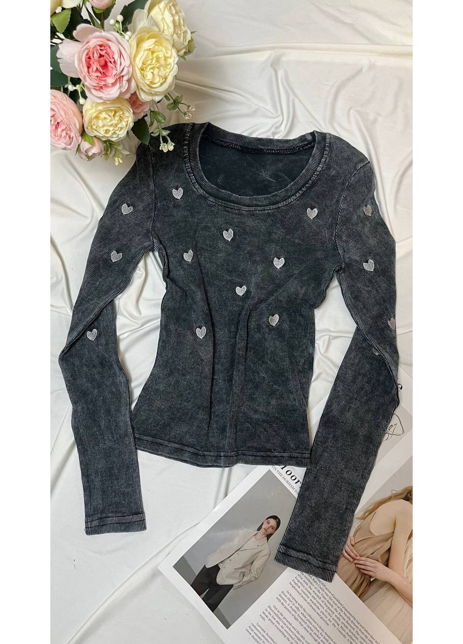 Жіночий лонгслів з принтом у вигляді сердець MonCher (357233627)