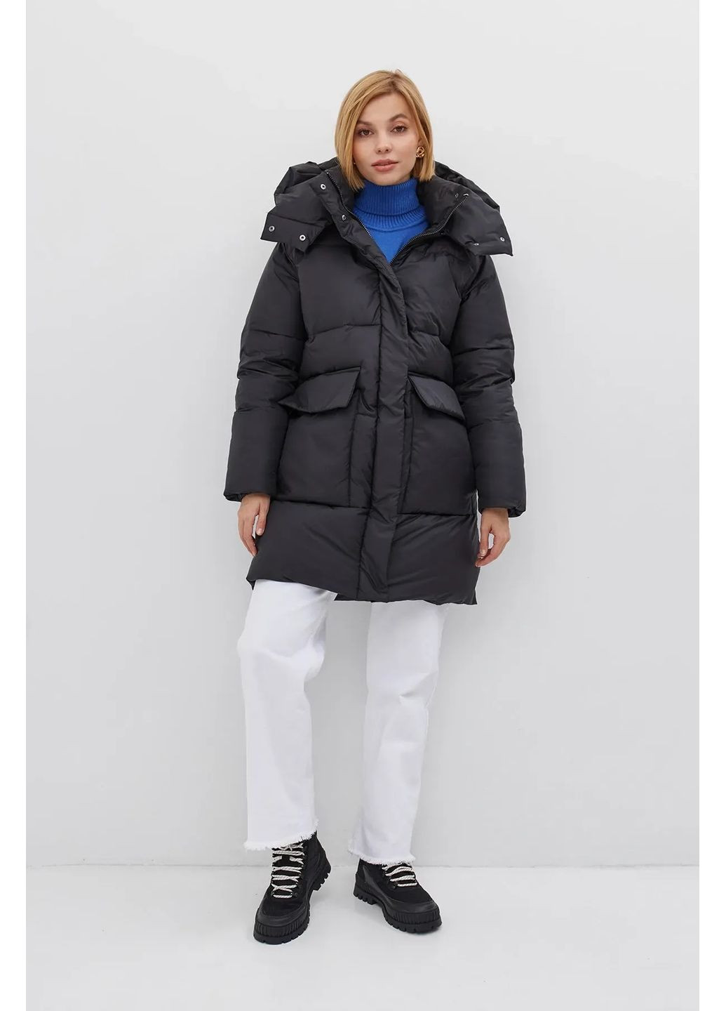 Черная зимняя куртка зимняя, цвет черный Rica Mare