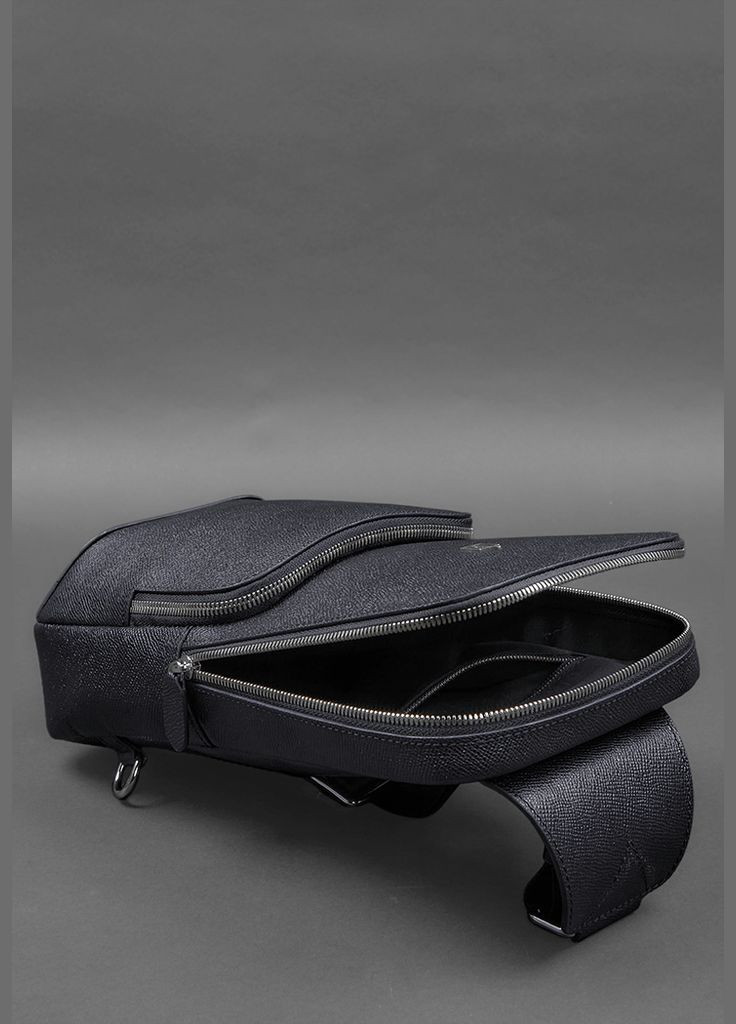 Шкіряний чоловічий рюкзак (сумка-слінг) на одне плече синій Saffiano (A-027955) BlankNote (328444630)