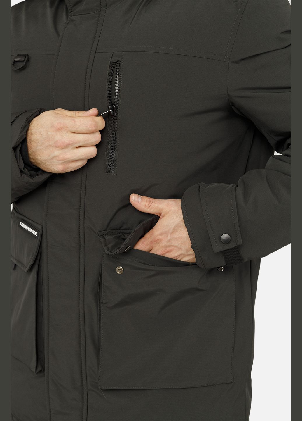 Оливковая (хаки) зимняя мужская куртка цвет хаки cb-00254615 K.F.G.L.