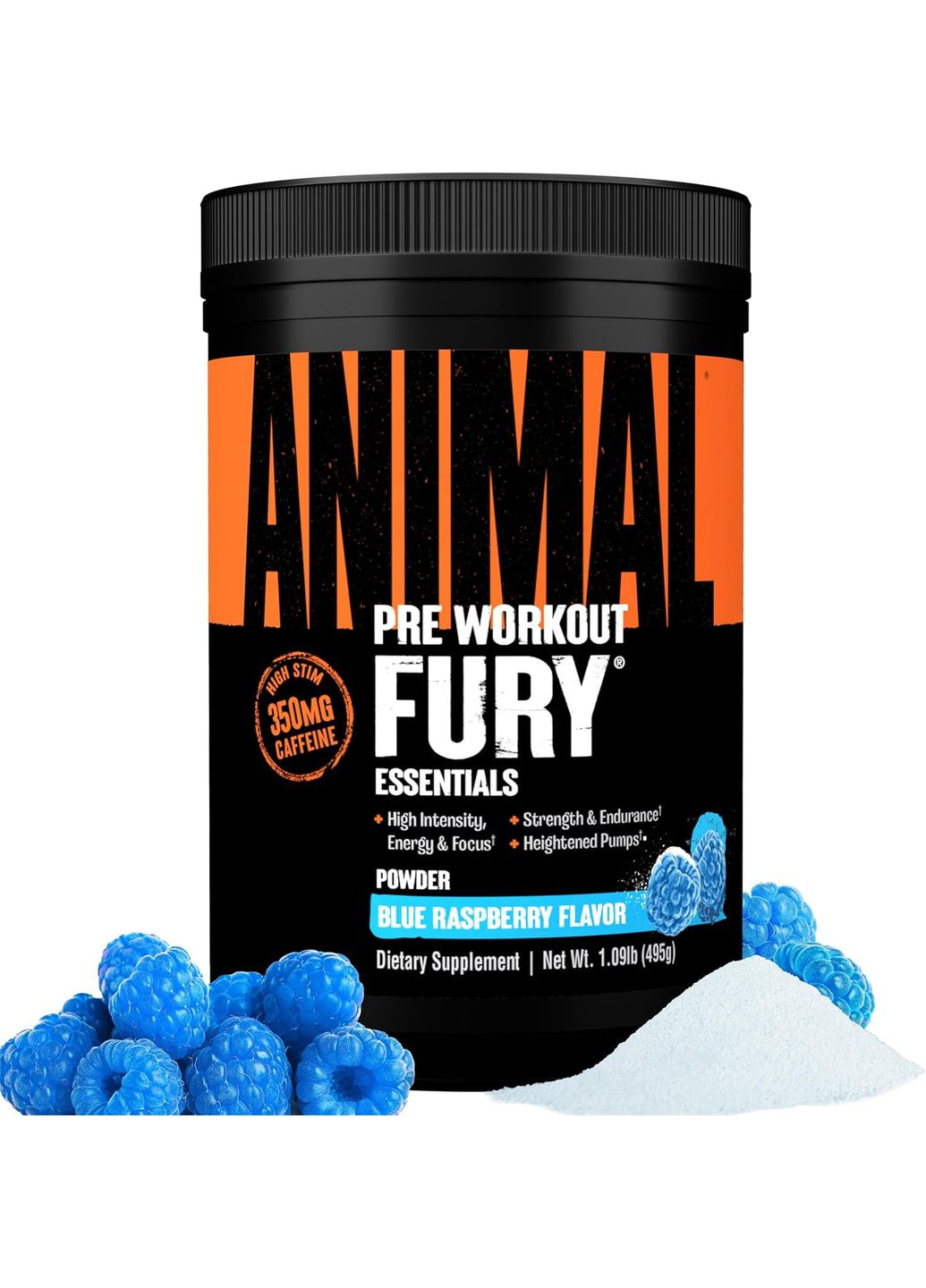 Передтренувальний комплекс Animal Fury 495 г, Blue Raspberry Universal Nutrition (322903397)