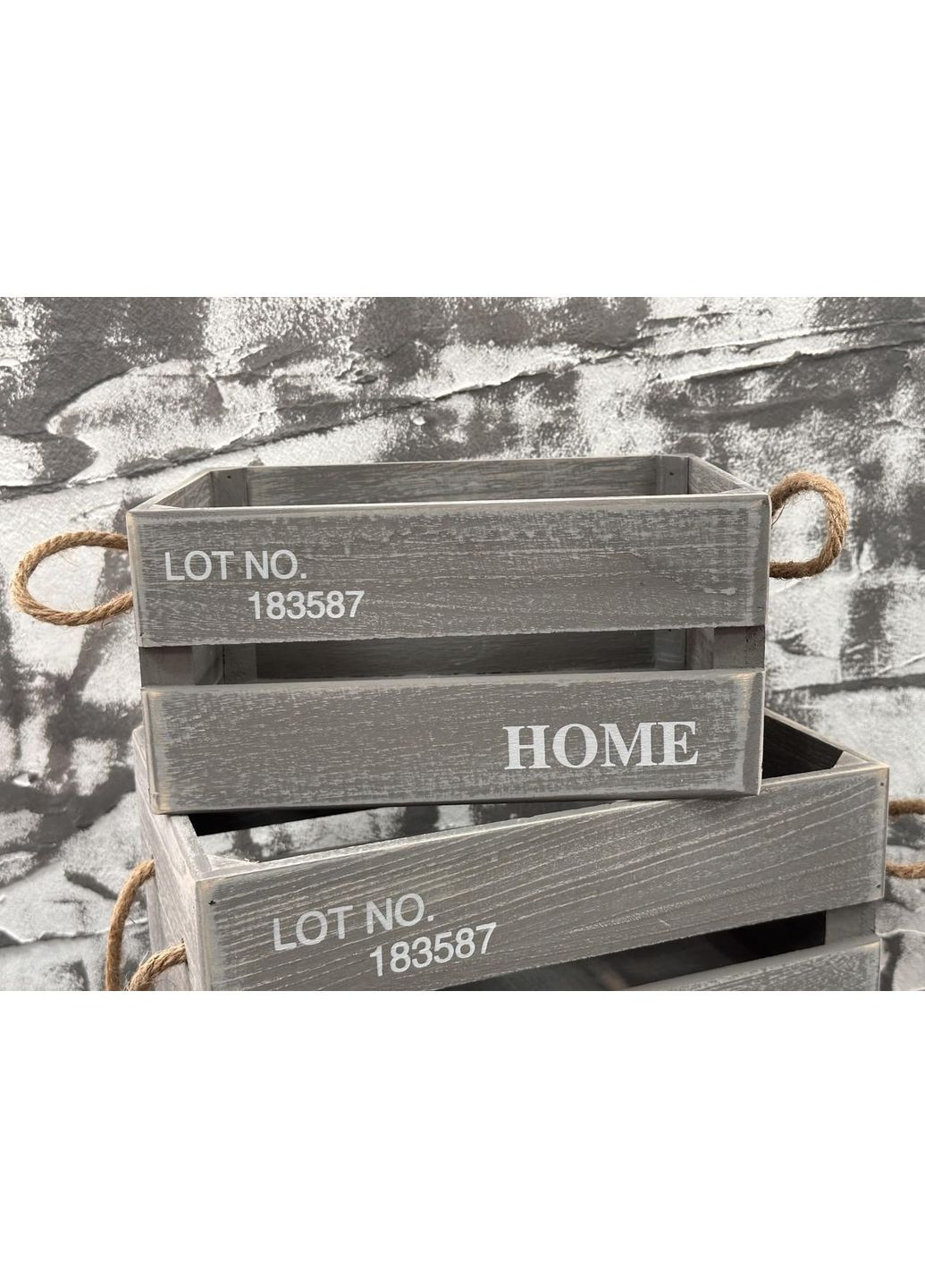 Деревянные ящики серого "Home". 35х25х17см HM furnitura (365248798)