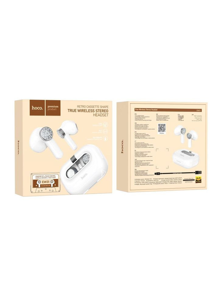 Бездротові Bluetooth навушники EW31 у кейсі з LED дисплеєм та сенсорним керуванням стерео гарнітура Білі Hoco (360531855)