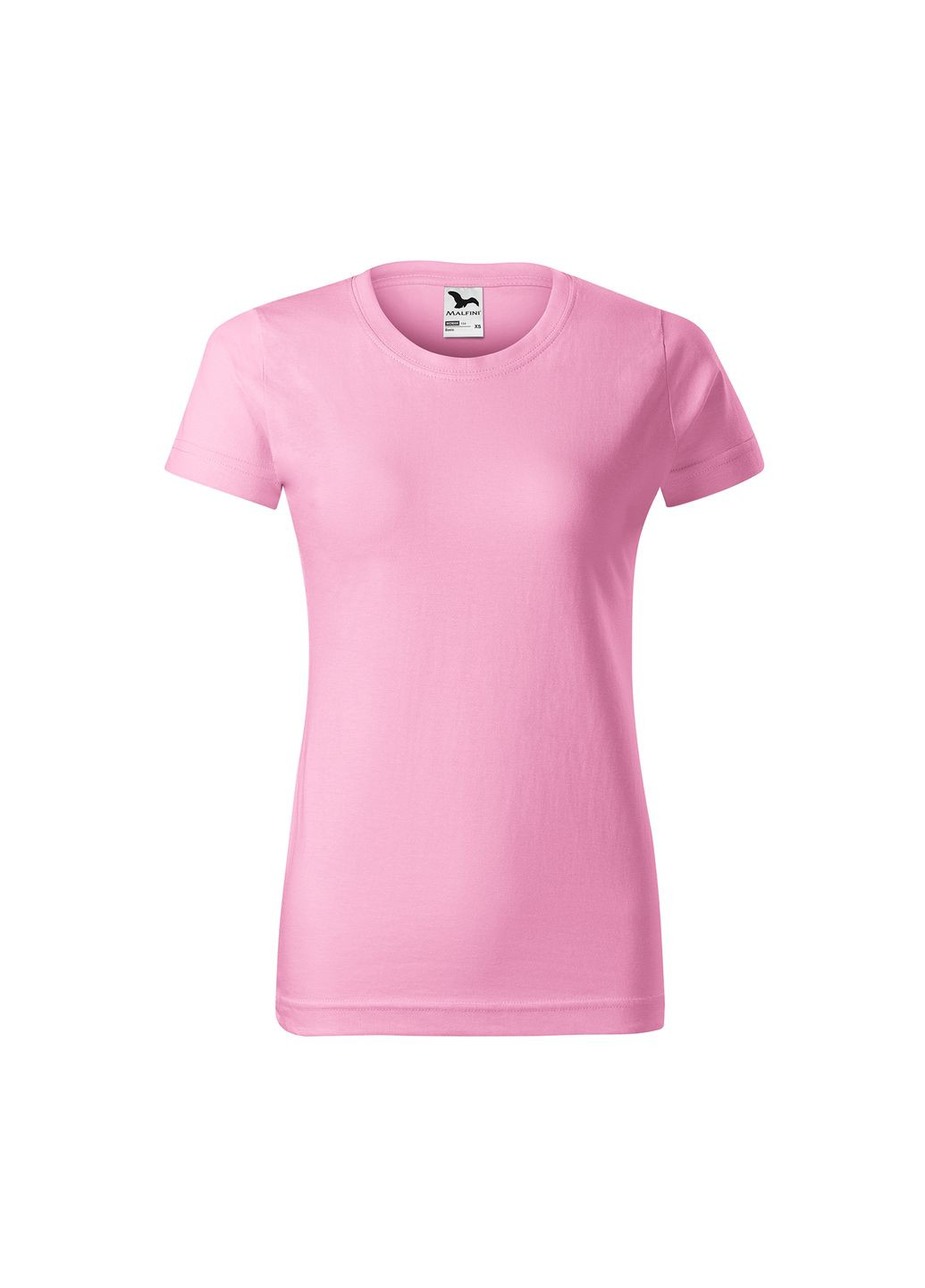 Розовая всесезон футболка женская хлопковая однотонная розовая 134-30 с коротким рукавом Malfini Basic