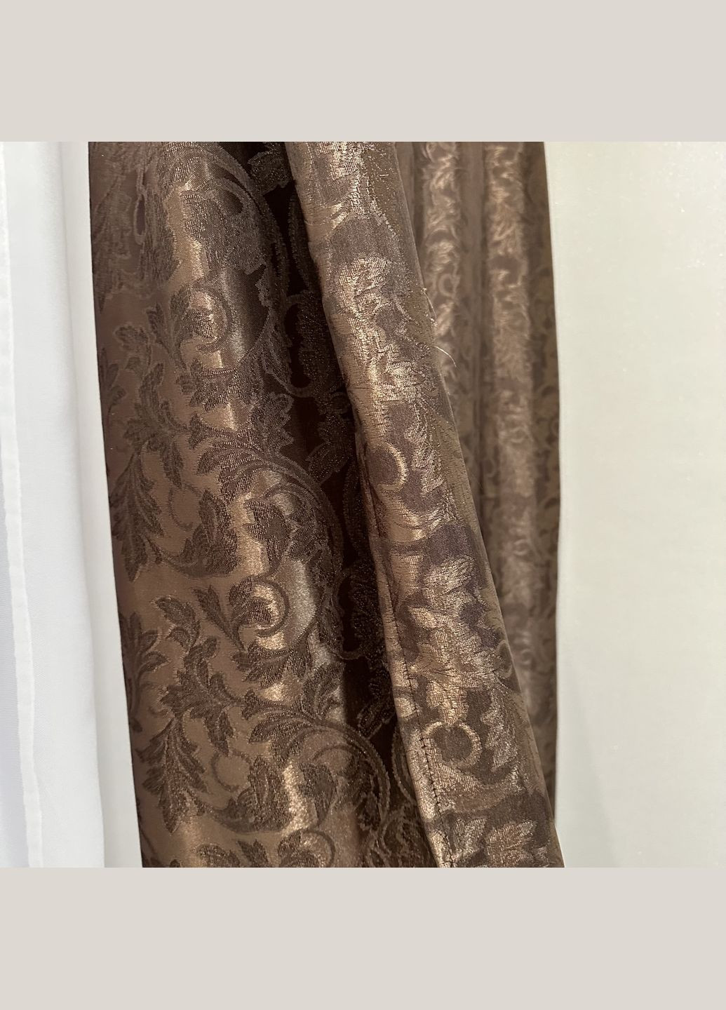 Комплект готовых жаккардовых штор "Севилья" шоколадного цвета с цветочным узором 2шт 1.5×2.7м. No Brand (331619157)