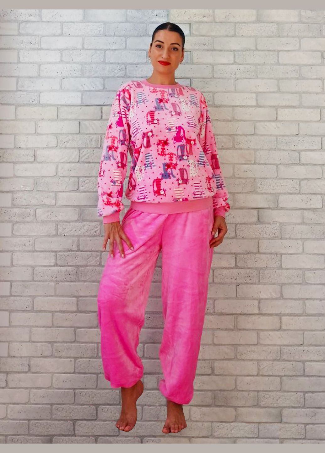 Комбінована всесезон піжама жіноча махрова зимова No Brand