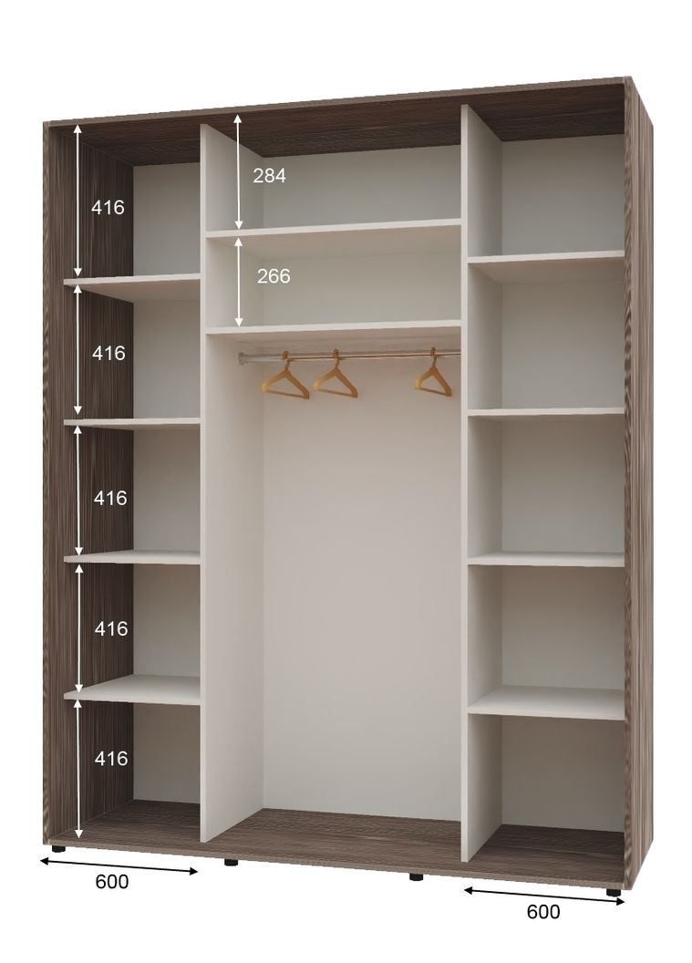 Шафа-купе дводверна 190*60*220 см Трюфель 2 двері ДСП Максі Комфорт Меблі (360471462)